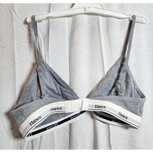 NWOT Hanes Women's Gray Wireless Unlined Bra Adjustable Straps Size L - Picture 3 of 4